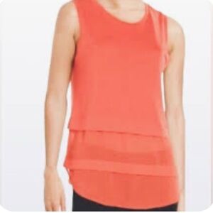 MICHAEL Michael Kors grapefruit stretch jersey horizontal pleats chiffon tank